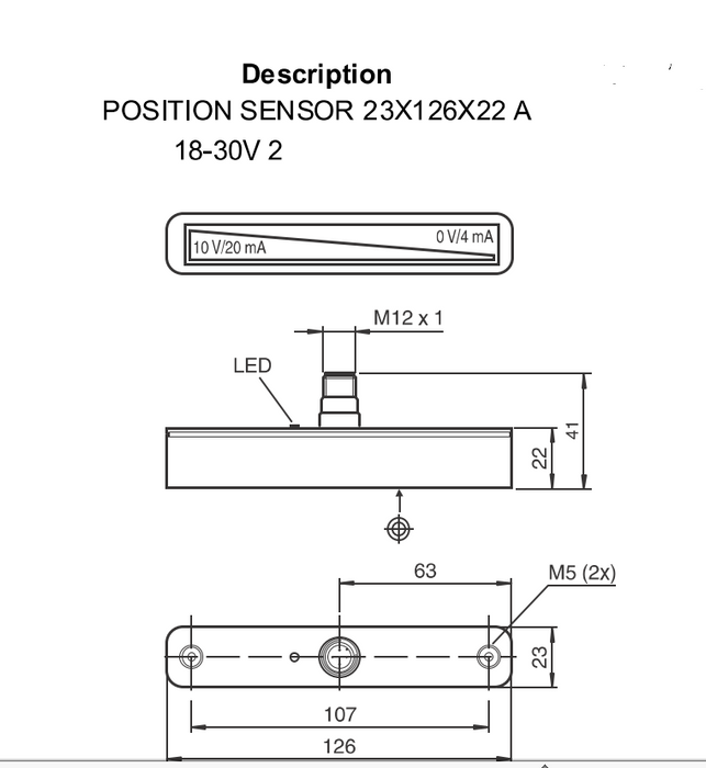 8-431.00036 Position Sensor 23x126x22 A 18-30V 2 Dellner Bubenzer